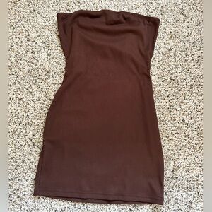 Elegant Brown Strapless Dress